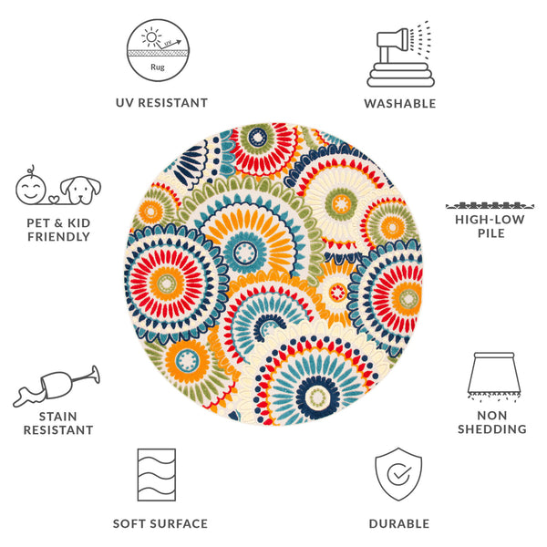 Safavieh Cabana Exquisite Grey/Ivory Area Rug - Timeless Medallion Design For Indoor & Outdoor Elegance Blue ,Ivory Polypropylene Cbn382m-217