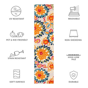 Safavieh Cabana Exquisite Turkish Power Loomed Area Rug In Vibrant Floral Design For Indoor And Outdoor Spaces Ivory ,Orange Polypropylene Cbn391a-4r