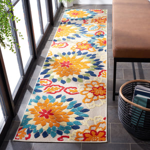 Safavieh Cabana Exquisite Turkish Power Loomed Area Rug In Vibrant Floral Design For Indoor And Outdoor Spaces Ivory ,Orange Polypropylene Cbn391a-4r