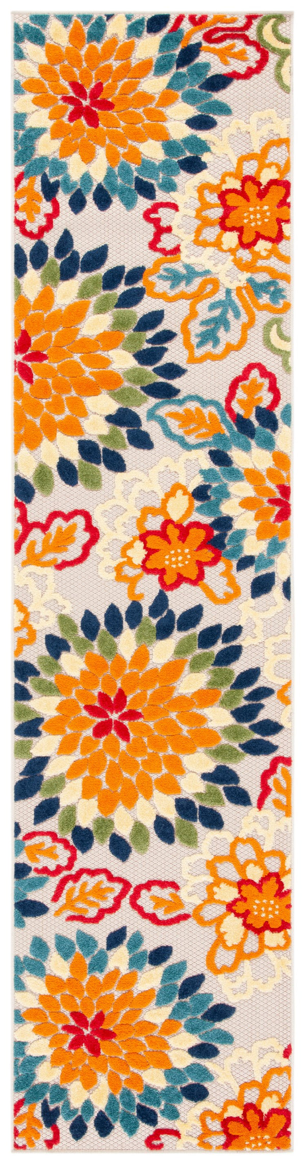 Safavieh Cabana Exquisite Turkish Power Loomed Area Rug In Vibrant Floral Design For Indoor And Outdoor Spaces Ivory ,Orange Polypropylene Cbn391a-4r