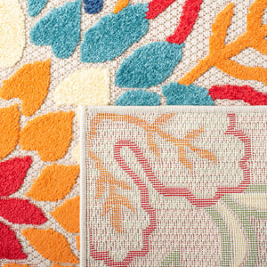 Safavieh Cabana Exquisite Turkish Power Loomed Area Rug In Vibrant Floral Design For Indoor And Outdoor Spaces Ivory ,Orange Polypropylene Cbn391a-4r