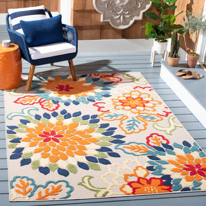 Safavieh Cabana Country-Florals Ivory Orange Area Rug For Large Rooms — Low-Profile, Durable Power-Loomed Turkey 11'-0" x 15'-0" CBN391A-1115