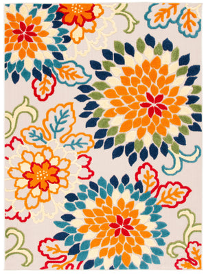Safavieh Cabana Exquisite Turkish Power Loomed Area Rug In Vibrant Floral Design For Indoor And Outdoor Spaces Ivory ,Orange Polypropylene Cbn391a-4r
