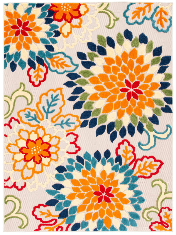 Safavieh Cabana Exquisite Turkish Power Loomed Area Rug In Vibrant Floral Design For Indoor And Outdoor Spaces Ivory ,Orange Polypropylene Cbn391a-4r