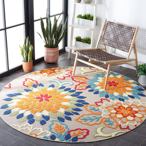 Safavieh Cabana Exquisite Turkish Power Loomed Area Rug In Vibrant Floral Design For Indoor And Outdoor Spaces Ivory ,Orange Polypropylene Cbn391a-4r