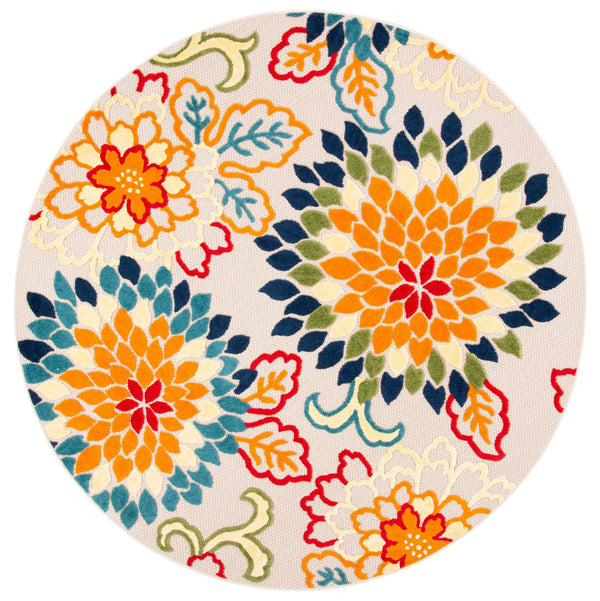 Safavieh Cabana Ivory And Orange Floral Rug, Power-Loomed In Turkey, Durable Low-Pile, Stain-Resistant Elegance 6'-0" x 8'-0" CBN391A-68