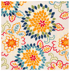 Safavieh Cabana Exquisite Turkish Power Loomed Area Rug In Vibrant Floral Design For Indoor And Outdoor Spaces Ivory ,Orange Polypropylene Cbn391a-4r