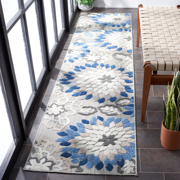 Safavieh Cabana Exquisite Turkish Power Loomed Area Rug In Vibrant Floral Design For Indoor And Outdoor Spaces Grey ,Blue Polypropylene Cbn391f-211