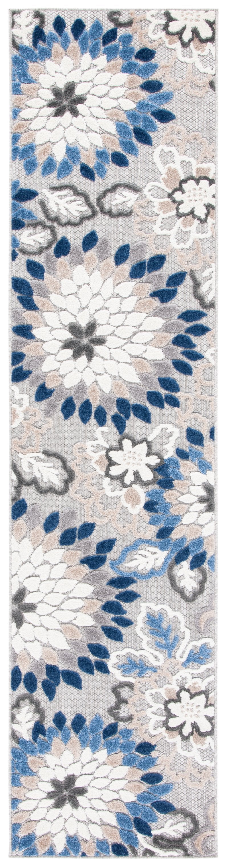 Safavieh Cabana Exquisite Turkish Power Loomed Area Rug In Vibrant Floral Design For Indoor And Outdoor Spaces Grey ,Blue Polypropylene Cbn391f-211