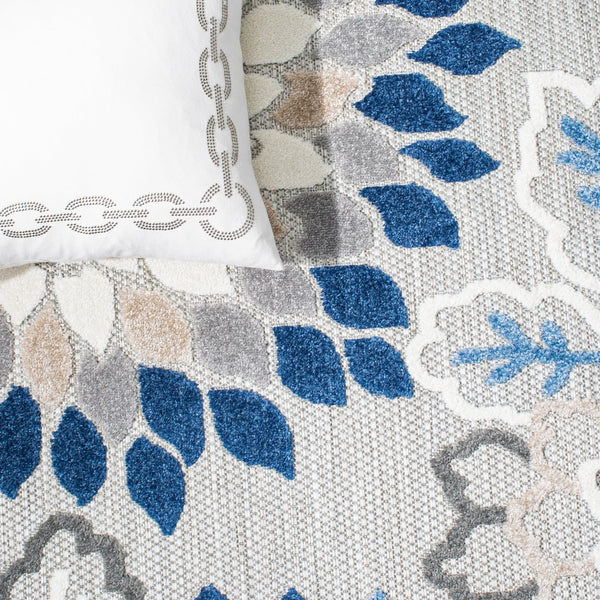 Safavieh Cabana Exquisite Turkish Power Loomed Area Rug In Vibrant Floral Design For Indoor And Outdoor Spaces Grey ,Blue Polypropylene Cbn391f-211