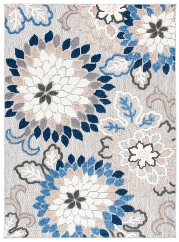 Safavieh Cabana Exquisite Turkish Power Loomed Area Rug In Vibrant Floral Design For Indoor And Outdoor Spaces Grey ,Blue Polypropylene Cbn391f-211