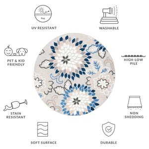 Safavieh Cabana Exquisite Turkish Power Loomed Area Rug In Vibrant Floral Design For Indoor And Outdoor Spaces Grey ,Blue Polypropylene Cbn391f-211