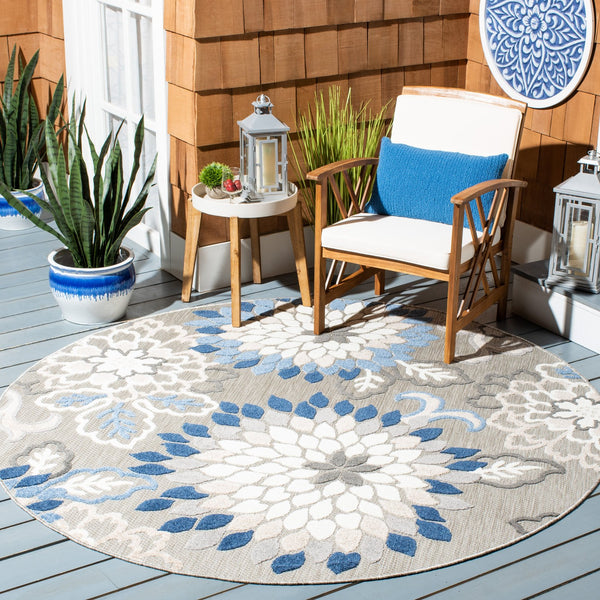 Safavieh Cabana Exquisite Turkish Power Loomed Area Rug In Vibrant Floral Design For Indoor And Outdoor Spaces Grey ,Blue Polypropylene Cbn391f-211