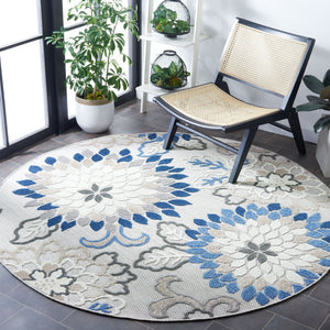 Safavieh Cabana Exquisite Turkish Power Loomed Area Rug In Vibrant Floral Design For Indoor And Outdoor Spaces Grey ,Blue Polypropylene Cbn391f-211