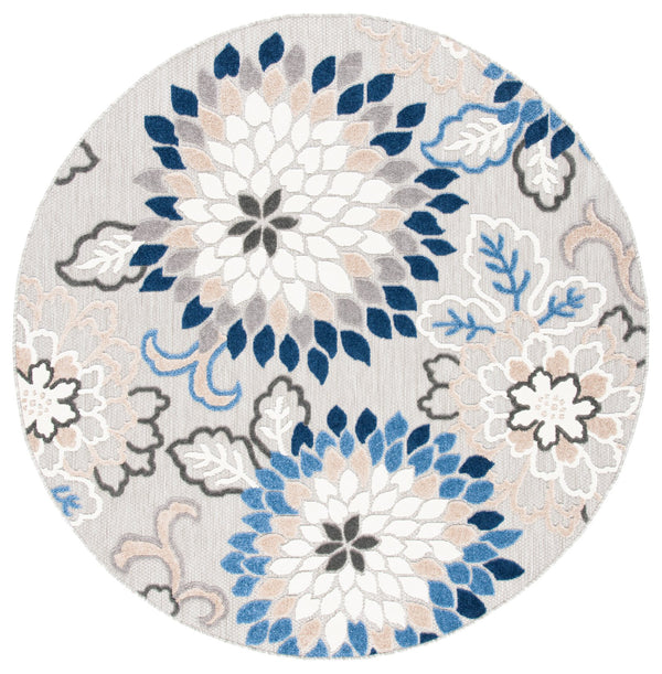 Safavieh Cabana Exquisite Turkish Power Loomed Area Rug In Vibrant Floral Design For Indoor And Outdoor Spaces Grey ,Blue Polypropylene Cbn391f-211