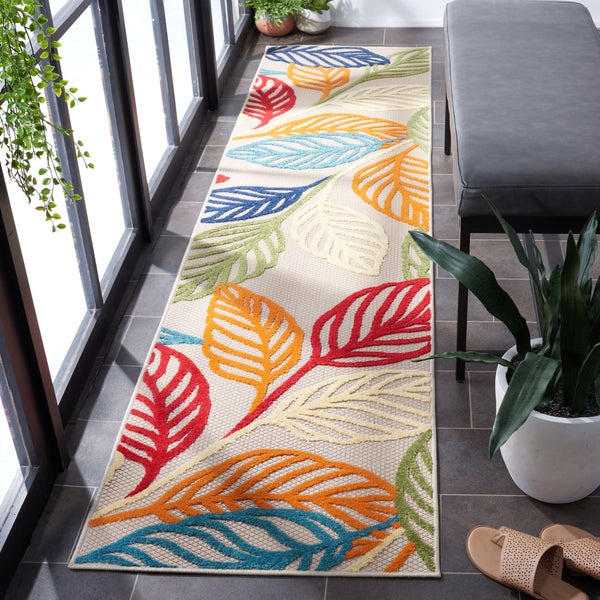 Safavieh Cabana Ivory Green 10X14 Area Rug – Turkish Power-Loomed Floral Tropical Design, Low Pile Durable CBN399A-10
