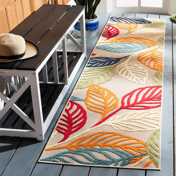 Safavieh Cabana Ivory Green 10X14 Area Rug – Turkish Power-Loomed Floral Tropical Design, Low Pile Durable CBN399A-10