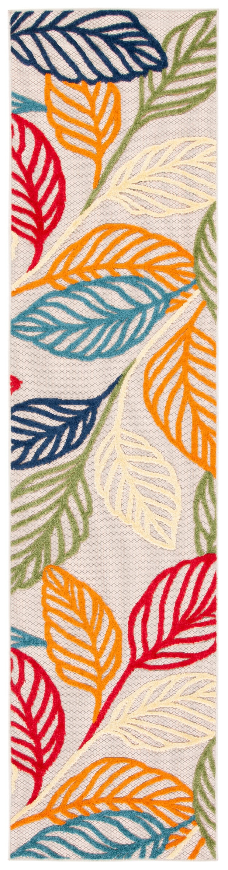 Safavieh Cabana Vibrant Indoor/Outdoor Area Rug With Colorful Leaf Design For Stylish Home Decor And Comfort Ivory ,Green Polypropylene Cbn399a-3r