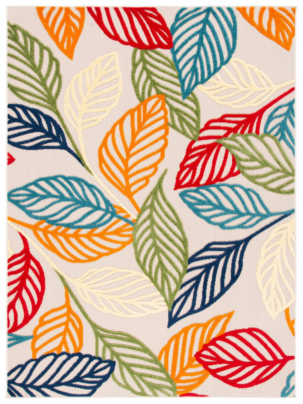 Safavieh Cabana Vibrant Indoor/Outdoor Area Rug With Colorful Leaf Design For Stylish Home Decor And Comfort Ivory ,Green Polypropylene Cbn399a-3r