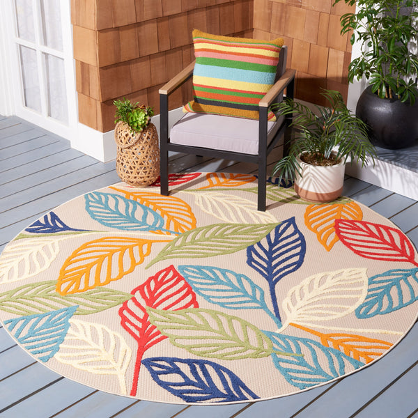 Safavieh Cabana Ivory Green 10X14 Area Rug – Turkish Power-Loomed Floral Tropical Design, Low Pile Durable CBN399A-10