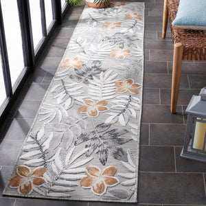 Safavieh Cabana Stylish Botanical Indoor/Outdoor Rug - Durable, Low-maintenance Design For Elegant Spaces Grey ,Ivory 88% Polypropylene,12% Polyester Cbn405a-210