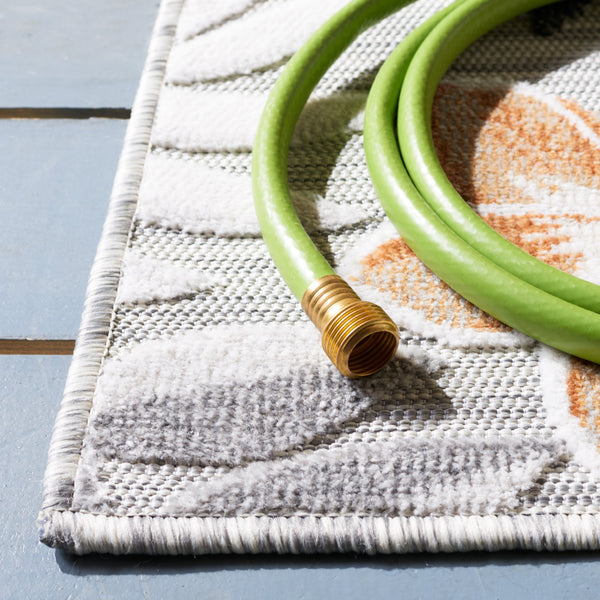 Safavieh Cabana Stylish Botanical Indoor/Outdoor Rug - Durable, Low-maintenance Design For Elegant Spaces Grey ,Ivory 88% Polypropylene,12% Polyester Cbn405a-210