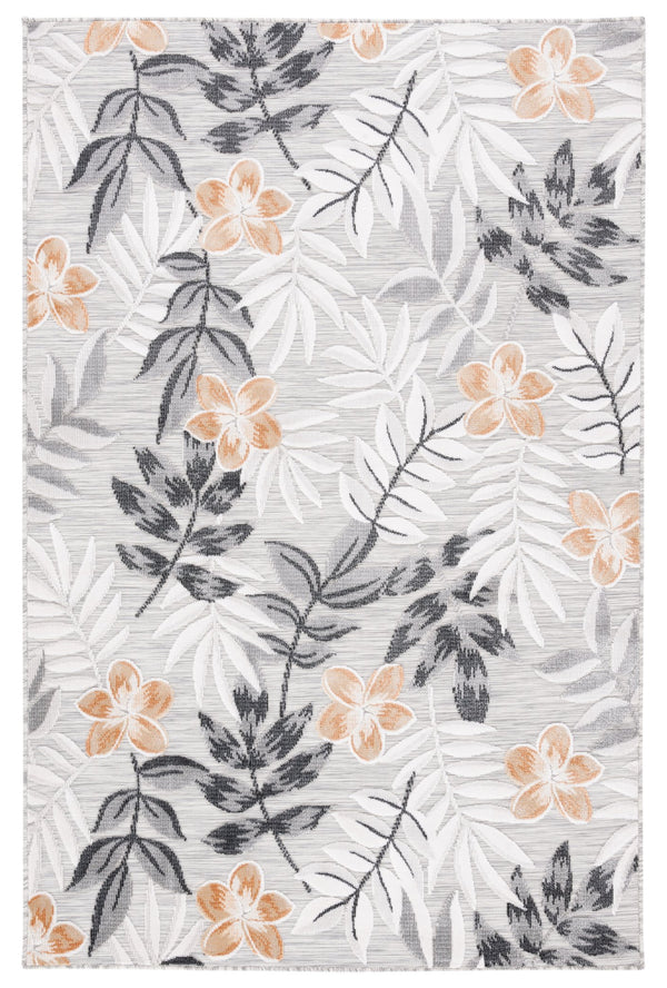 Safavieh Cabana Stylish Botanical Indoor/Outdoor Rug - Durable, Low-maintenance Design For Elegant Spaces Grey ,Ivory 88% Polypropylene,12% Polyester Cbn405a-210
