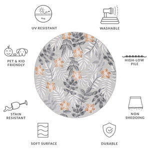 Safavieh Cabana Stylish Botanical Indoor/Outdoor Rug - Durable, Low-maintenance Design For Elegant Spaces Grey ,Ivory 88% Polypropylene,12% Polyester Cbn405a-210