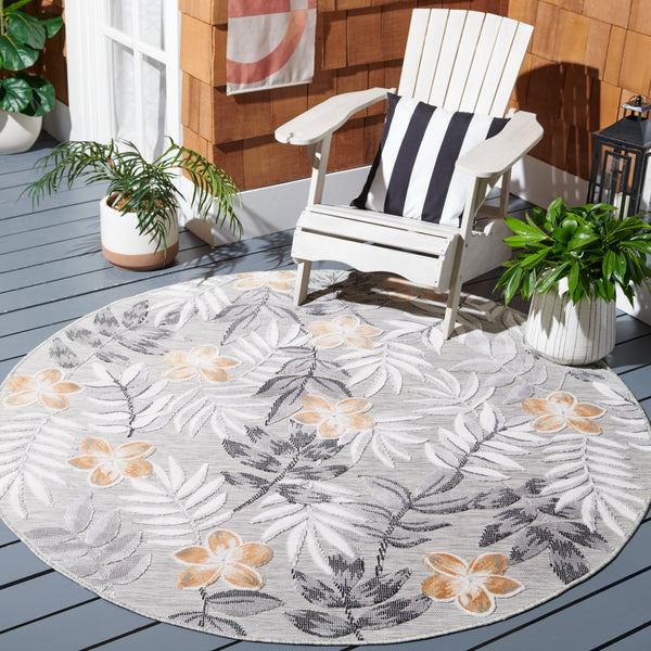 Safavieh Cabana Stylish Botanical Indoor/Outdoor Rug - Durable, Low-maintenance Design For Elegant Spaces Grey ,Ivory 88% Polypropylene,12% Polyester Cbn405a-210