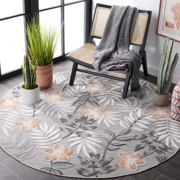 Safavieh Cabana Stylish Botanical Indoor/Outdoor Rug - Durable, Low-maintenance Design For Elegant Spaces Grey ,Ivory 88% Polypropylene,12% Polyester Cbn405a-210