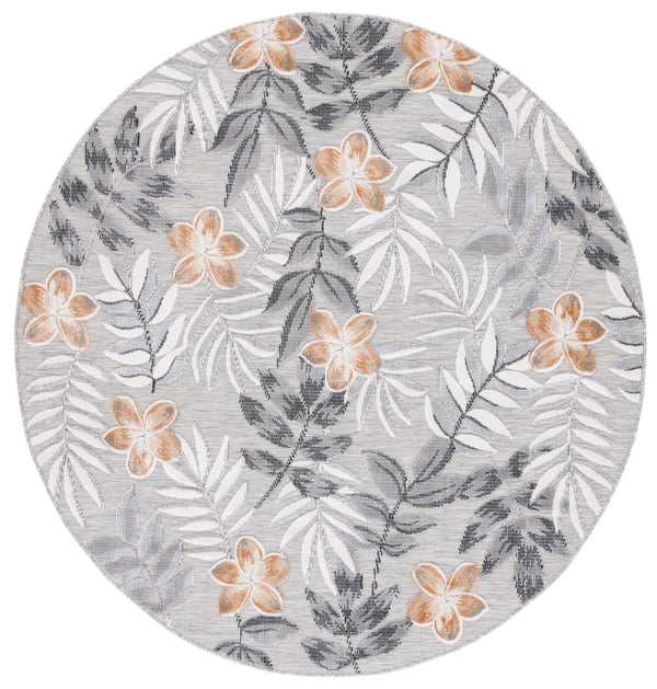 Safavieh Cabana Stylish Botanical Indoor/Outdoor Rug - Durable, Low-maintenance Design For Elegant Spaces Grey ,Ivory 88% Polypropylene,12% Polyester Cbn405a-210