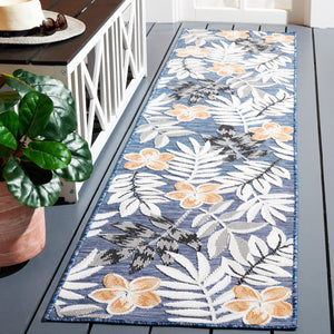 Safavieh Cabana Stylish Botanical Indoor/Outdoor Rug - Durable, Low-maintenance Design For Elegant Spaces Blue ,Grey 88% Polypropylene,12% Polyester Cbn405m-210