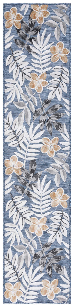 Safavieh Cabana Stylish Botanical Indoor/Outdoor Rug - Durable, Low-maintenance Design For Elegant Spaces Blue ,Grey 88% Polypropylene,12% Polyester Cbn405m-210