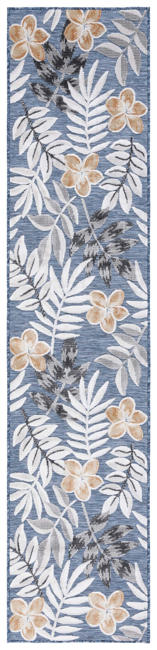 Safavieh Cabana Stylish Botanical Indoor/Outdoor Rug - Durable, Low-maintenance Design For Elegant Spaces Blue ,Grey 88% Polypropylene,12% Polyester Cbn405m-210