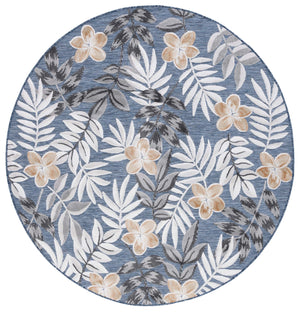 Safavieh Cabana Stylish Botanical Indoor/Outdoor Rug - Durable, Low-maintenance Design For Elegant Spaces Blue ,Grey 88% Polypropylene,12% Polyester Cbn405m-210
