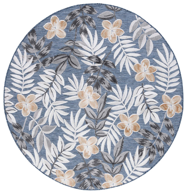 Safavieh Cabana Stylish Botanical Indoor/Outdoor Rug - Durable, Low-maintenance Design For Elegant Spaces Blue ,Grey 88% Polypropylene,12% Polyester Cbn405m-210
