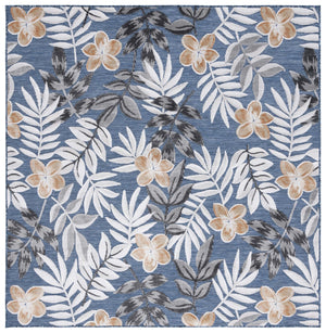 Safavieh Cabana Stylish Botanical Indoor/Outdoor Rug - Durable, Low-maintenance Design For Elegant Spaces Blue ,Grey 88% Polypropylene,12% Polyester Cbn405m-210