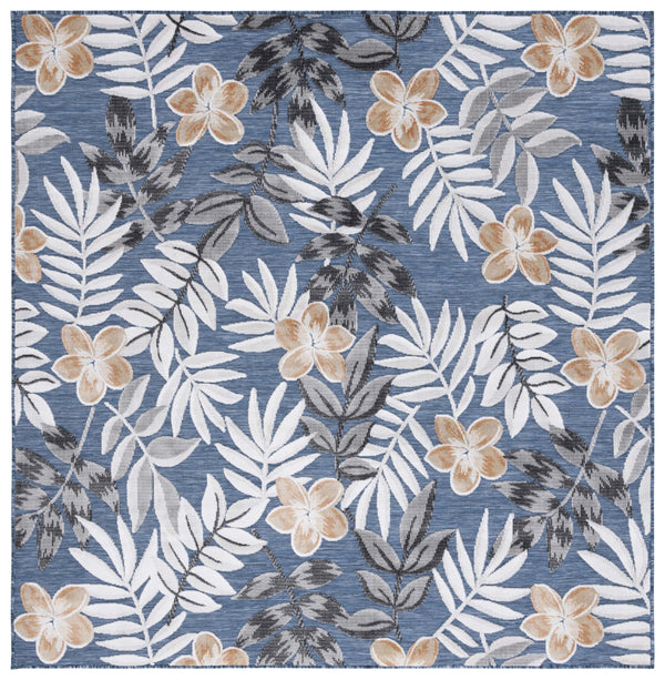 Safavieh Cabana Stylish Botanical Indoor/Outdoor Rug - Durable, Low-maintenance Design For Elegant Spaces Blue ,Grey 88% Polypropylene,12% Polyester Cbn405m-210