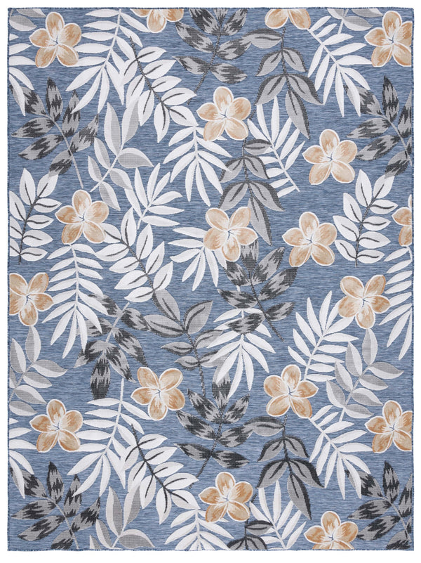Safavieh Cabana Stylish Botanical Indoor/Outdoor Rug - Durable, Low-maintenance Design For Elegant Spaces Blue ,Grey 88% Polypropylene,12% Polyester Cbn405m-210