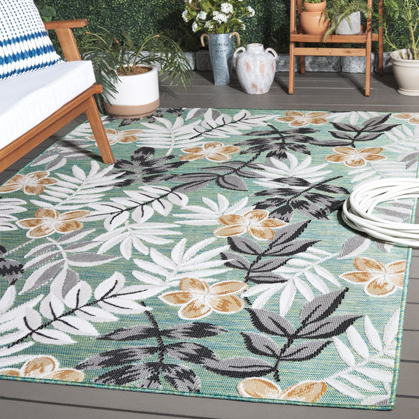 Safavieh Cabana Modern Low-Profile Area Rug In Blue-Green Grey Blend — Power-Loomed, Durable, Stain-Resistant 9'-0" x 12'-0" CBN405Y-9