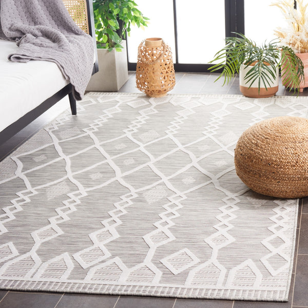 Safavieh Cabana 412 CBN412 Power Loomed Indoor / Outdoor Rug Grey / Ivory CBN412F-7SQ