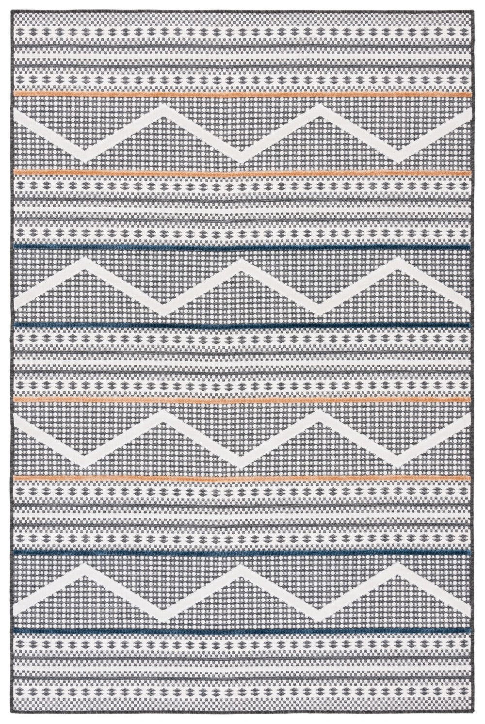 Safavieh Cabana 414 Power Loomed Indoor / Outdoor Rug Black / Ivory 5'-1" x 7'-6"