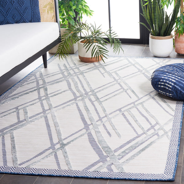 Safavieh Cabana 416 CBN416 Power Loomed Indoor / Outdoor Rug Ivory / Navy CBN416N-9