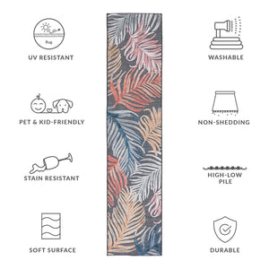 Safavieh Cabana Artistic Square Area Rug With Tropical Leaf Pattern For Indoor & Outdoor Versatility And Style Black ,Rust 88% Polypropylene,12% Polyester Cbn445h-5r