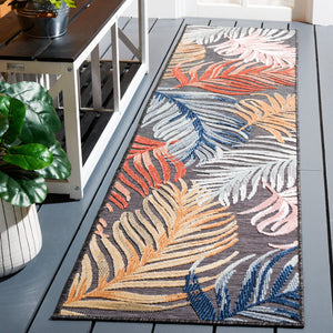 Safavieh Cabana Artistic Square Area Rug With Tropical Leaf Pattern For Indoor & Outdoor Versatility And Style Black ,Rust 88% Polypropylene,12% Polyester Cbn445h-5r