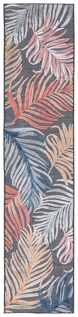Safavieh Cabana Artistic Square Area Rug With Tropical Leaf Pattern For Indoor & Outdoor Versatility And Style Black ,Rust 88% Polypropylene,12% Polyester Cbn445h-5r