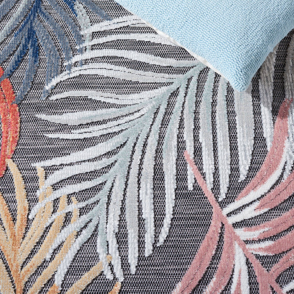 Safavieh Cabana Artistic Square Area Rug With Tropical Leaf Pattern For Indoor & Outdoor Versatility And Style Black ,Rust 88% Polypropylene,12% Polyester Cbn445h-5r