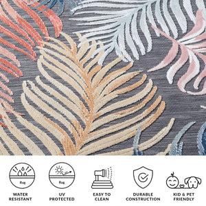 Safavieh Cabana Artistic Square Area Rug With Tropical Leaf Pattern For Indoor & Outdoor Versatility And Style Black ,Rust 88% Polypropylene,12% Polyester Cbn445h-5r