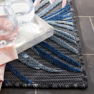 Safavieh Cabana Artistic Square Area Rug With Tropical Leaf Pattern For Indoor & Outdoor Versatility And Style Black ,Rust 88% Polypropylene,12% Polyester Cbn445h-5r