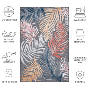 Safavieh Cabana Artistic Square Area Rug With Tropical Leaf Pattern For Indoor & Outdoor Versatility And Style Black ,Rust 88% Polypropylene,12% Polyester Cbn445h-5r